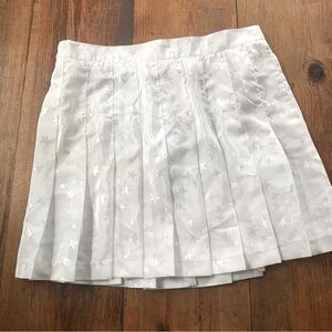 Vintage TAIL Tennis Skirt White Pleated Silky Fabric With White Stars Mini Skirt